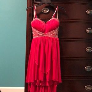 Pink Sequined High-Low Dress